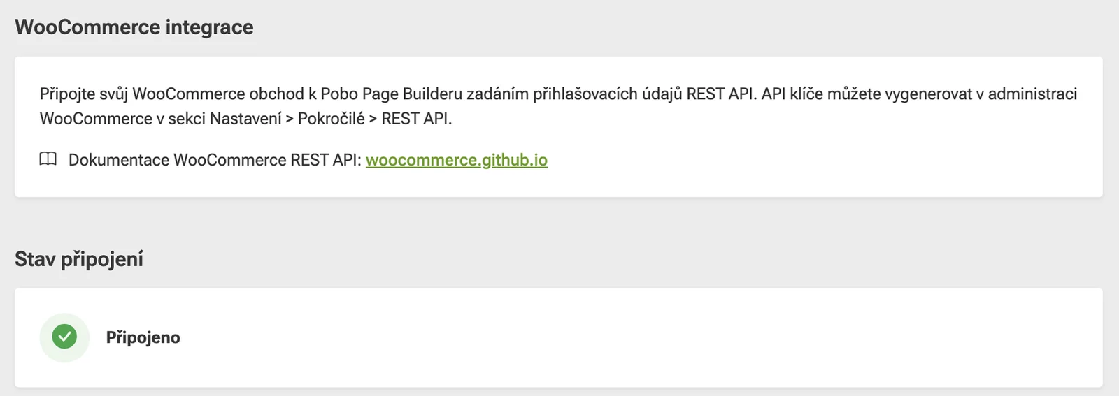 WooCommerce connected to Pobo Page Builder
